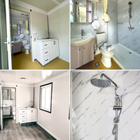 Bureau modulaire préfabriqué fonctionnel de 20 pieds avec lavabo, douche intégrée et rangement, design moderne