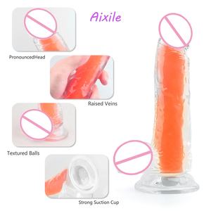 Realistischer Fluoreszierender Dildo Anal-Masturbator Sexspielzeug für Paare Kristall-Gelee-Dildo mit Saugnapf Leuchtender Penis für Frauen - Product Image 5