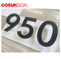 Plaque de numéro de maison COSUN moderne en métal doré et acrylique réfléchissant pour appartements et chambres d'hôtel, à fixer au mur
