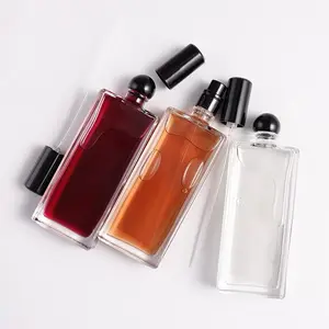 Personalizado logotipo luxo vazio 50 ml minimalista quadrado garrafas de vidro transparente para perfumes