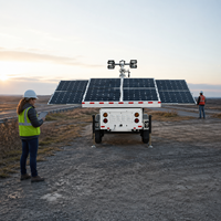 Hybrid-Solar-Mobiler Lichtmast 4x150W LED Anhänger-Beleuchtungsturm mit 7m Hydraulikmast LiFePO4 für Bau, Bergbau und Vermietung