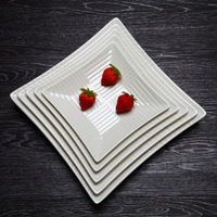 Assiette de service en mélamine blanche d'usine, vaisselle japonaise, plat carré de haute qualité, brillant, personnalisable, incassable, durable