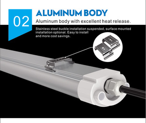 Tri-proof ánh sáng lịch thi đấu 130lm/W 2ft 20W IP65 không thấm nước LED Batten tuyến tính PC + nhôm Tri bằng chứng ánh sáng nhà để xe kho - Product Image 6