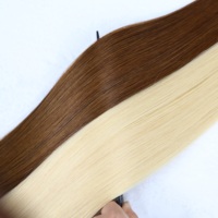Vente en gros d’usine: mèches de cheveux humains tissées à la machine, brunes et blondes, tissage de cheveux lisses