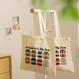 1ชิ้นรวมเป็นกระเป๋าผ้าแคนวาสลายแยมของฉันกระเป๋าสะพายไหล่สำหรับช้อปปิ้งแบบใช้ซ้ำได้ของผู้หญิงวินเทจ - Product Image 4