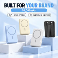 Batterie externe magnétique sans fil 20000mAh 22.5W à charge rapide avec câble intégré, support pliable et entrée USB Type-C