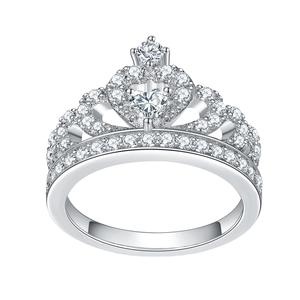 Anillo de Joyería Fina Personalizado ODM/OEM, Plata de Ley 925, Forma de Corona, Engaste de Plata, Bañado en Rodio, con Circonita, para Mujer - Product Image 2