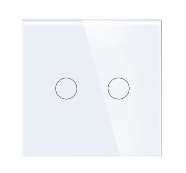 Normal Touch 2 Gang Glass Panel 4.0mm Capacitive Wall 1 Way Touch Switch No Neutral Line Relay Switch CE ROHS Certificated