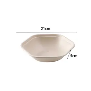 Disposable Sugarcane Hexagon Salad Bowl 100% Compostable Bagasse Pulp Environment Friendly