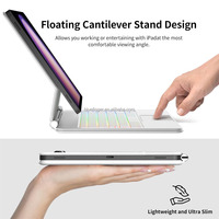 Casing Tablet Samsung Galaxy Tab S9/S8/S7 11 ", sarung Keyboard ajaib dengan penutup Tablet magnetik Slot pena eksternal (putih)