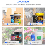 Daur ulang besar perak hijau kuning awet putih plastik ember cat dengan tutup & pegangan logam