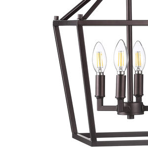 Pagode Lantaarn Dimbare Verstelbare Metalen Led Hanger Klassieke Traditionele Voor Eetkamer Woonkamer Keuken 4 Lamp Olie Gewreven - Product Image 5