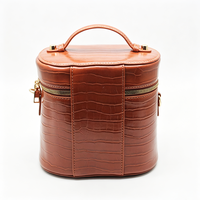Trousse de Maquillage de Luxe en Cuir PU Motif Crocodile, Sac de Voyage Organisateur de Cosmétiques avec Poignée, Boîte de Rangement pour Femme