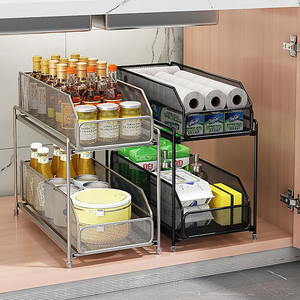 Gabinete de Cocina Moderno de 2 Niveles Apilable, Deslizante, Extraíble, Estantes para Gabinetes de Cocina, para Gabinetes de Cocina Chinos - Product Image 3