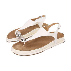 Sandales de plage YX pour femme, nouvelle collection été 2025, style plateforme, à semelle épaisse, motif chevrons, bout ouvert, décontractées, blanches, tendance, avec détails métalliques - Product Image 1