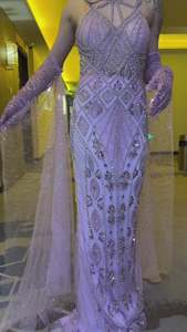 Ruolai ASA-SS393 Luxyure Criss-Cross sirena abiti da sera da sera <span class=keywords><strong>spalline</strong></span> sottili <span class=keywords><strong>con</strong></span> abito lungo da sera di perline - Product Image 3