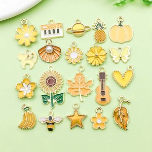 Dijes de aleación amarilla, 20 estilos, colgantes de flor, girasol y margarita para accesorios de joyería DIY, engaste de bisel de aleación de zinc unisex - Product Image 1