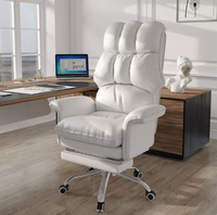 Chaises de bureau en gros, douces et confortables, ergonomiques, à angle réglable, rembourrées en éponge, chaise de patron avec repose-pieds