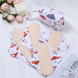 Serviettes hygiéniques lavables en tissu <span class=keywords><strong>bio</strong></span> réutilisables, imperméables, avec ailettes, tailles mixtes, <span class=keywords><strong>post</strong></span>-<span class=keywords><strong>partum</strong></span>, vente en gros, lot de 5 pièces - Product Image 2