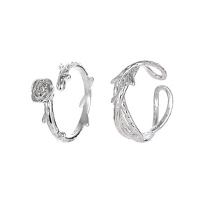 Thorn Rose Couple Rings Diamond Plant Design Unisex Fine Jewelry Gift - Product Image 5