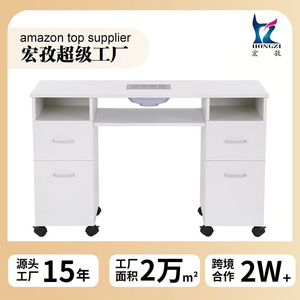 Mesa de Manicura Hongzi con Cajón, Ruedas y Colector de Polvo, Diseño Minimalista Blanco - Product Image 4