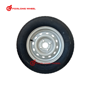 FORLONG Roues de <span class=keywords><strong>remorque</strong></span> <span class=keywords><strong>13</strong></span> "en acier et aluminium 4JX13 4x100 4-100-57 Compatible avec Goodride 155 80R13 - Product Image 1