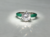 Bague de promesse solitaire Linyang S925 en argent sterling avec moissanite à 6 griffes et bande émaillée haute brillance, bijoux personnalisés multicolores GRA
