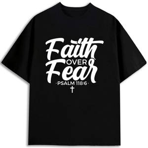 Camiseta Faith Over Fear para hombre, 100% algodón, manga corta, cuello redondo, diseño estampado, Salmo 118:6, camiseta cristiana - Product Image 1