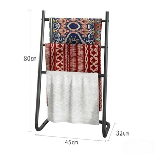 Jinsheng Floor <b>Standing</b> <b>Towel</b> <b>Rack</b> 4 Bars Foldable Bathroom <b>Towel</b> Drying <b>Rack</b> For Home Use - Product Image 3