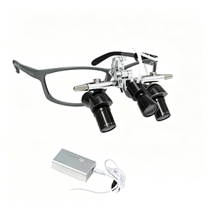 Loupes chirurgicales dentaires Ergo 5x, lentilles optiques haute définition, acier inoxydable, distance de travail réglable 350-420 mm, LED - Product Image 6