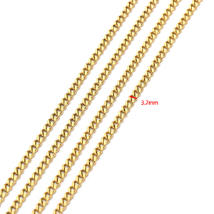 ठीक फैशन बॉडी गहने 304 स्टेनलेस स्टील 18k वास्तविक सोने की प्लेटेड 3.7 मिमी क्यूबन चेन - Product Image 6