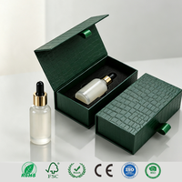 Caja de Perfume Personalizada para Botella de Vidrio de 10 ml para Aceite Esencial, Caja de Papel con Tapa Magnética Verde, Inserto de EVA, Caja de Cartón