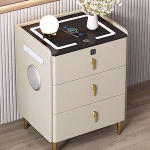 Bàn cạnh giường ngủ thông minh ba ngăn kiểu Ý hiện đại, đơn giản, chất lượng cao với cổng sạc USB - Product Image 6