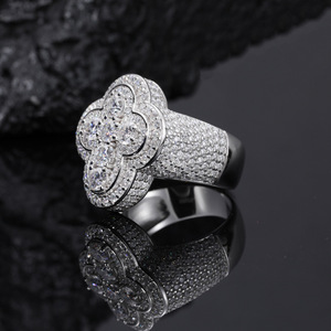 Hiphop Rock Cruz forma Moissanite hombres anillo plata 925 joyería D Color VVS1 Moissanite religioso masculino anillo pasar diamante probador - Product Image 2
