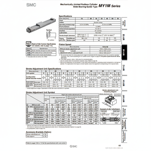 Cilindro sin vástago SMC Pneumatics, cilindros articulados mecánicamente, categoría de producto - Product Image 1