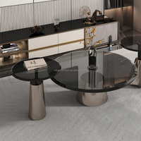 Table basse de salon créative, table basse ronde, acier inoxydable durable, argent blanc, verre trempé, ensemble de 3 tables basses