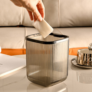Mini Desktop Trash Can <b>Rectangle</b> Transparent 4L Open Indoor Waste <b>Bin</b> Modern Minimalist Style - Product Image 2