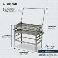 Grill à charbon rotatif en acier inoxydable 304 personnalisé OEM, barbecue double panier rotatif à 180°, grils professionnels d'extérieur, vente en gros