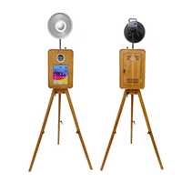 Photomaton vintage en bois pliable avec trépied, prise de vue multi-angles, support d'appareil photo intégré, divers modèles, reflex numérique, en libre-service