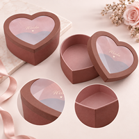 Scatola Regalo Rigida con Coperchio e Base in Cartone Testurizzato, Logo Stampato, Finestra a Forma di Cuore per Confezione Fiori, Vendita all'Ingrosso