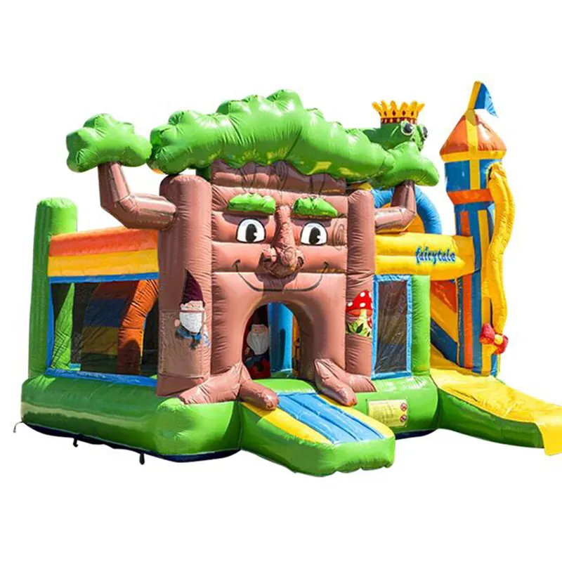 Lots of fun Kids tree house bouncy castle with slide inflatable bouncy castle combo slide Tree house inflatable trampoline