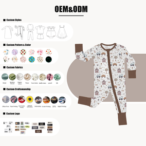 HONGBO Vente en gros Pyjamas en viscose de bambou personnalisés à imprimé, Combinaison bébé bio à double fermeture éclair, Petits pyjamas, <span class=keywords><strong>Vêtements</strong></span> pour bébés en bambou - Product Image 2