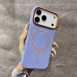 เคสหนัง iPhone 17 Pro Max พร้อมวงแหวนแม่เหล็ก ขอบกล้องเคลือบหรูหรา สีส้ม - Product Image 5