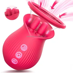 Vibromasseur rose 3 en 1 avec 2 ventouses Le vibrateur à sucer rose Sex Toy pour femme couple
