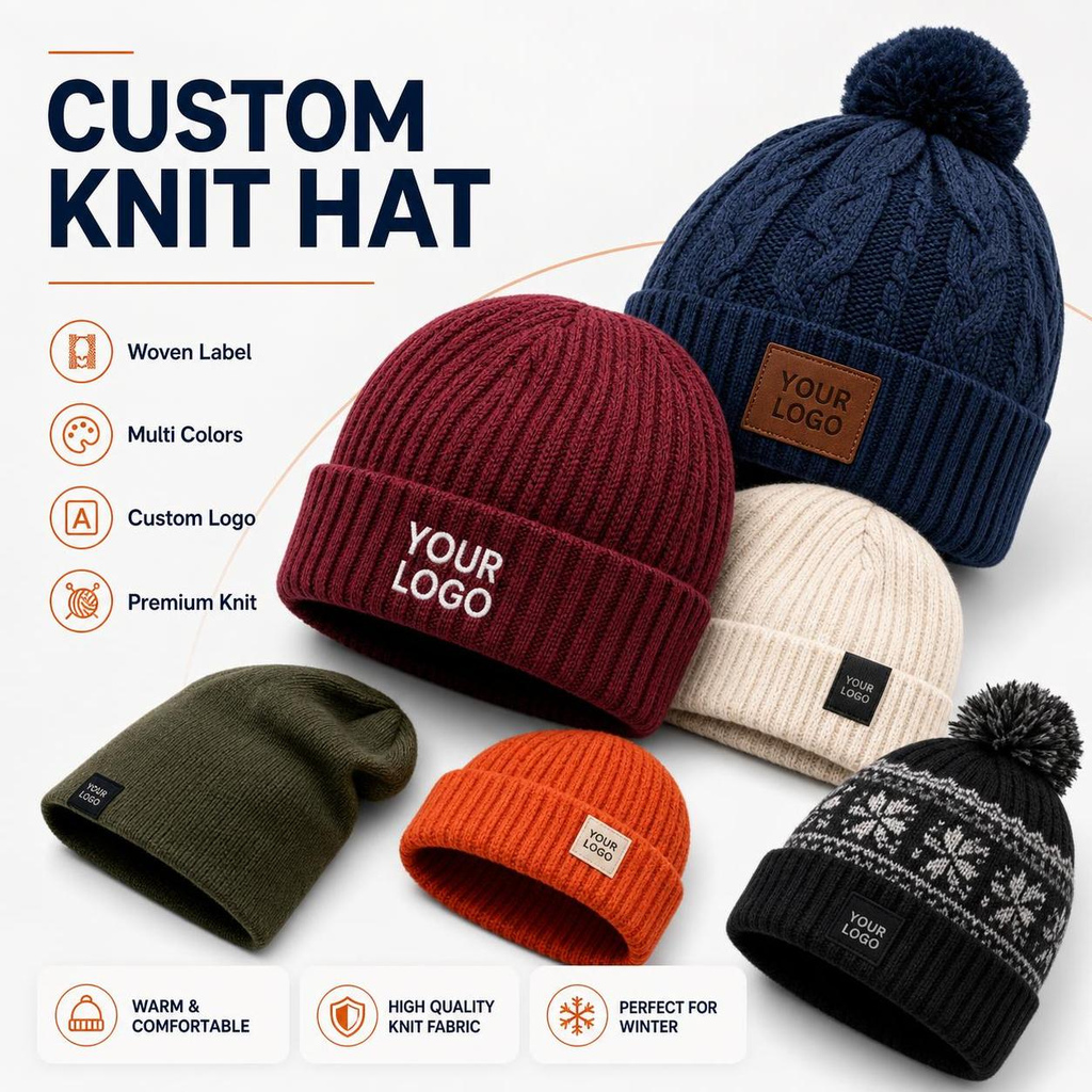 Custom Logo Athletic Run Sport Beanie Hat Winter Thermal Knitted Skull Cap