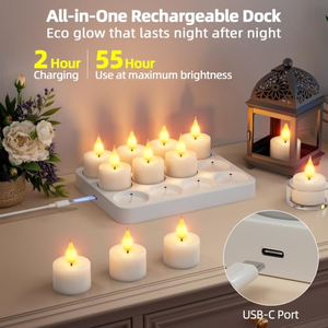 Bougie LED à flamme vacillante 3D OEM ODM avec télécommande, minuterie, rechargeable, avec base de charge magnétique pour la décoration de table de Noël - Product Image 3