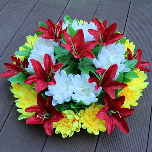 <span class=keywords><strong>Flores</strong></span> Funerarias Artificiales Ecológicas CAWELL, Lirio y Crisantemo, 45 cm <span class=keywords><strong>de</strong></span> Diámetro, Coronas <span class=keywords><strong>para</strong></span> <span class=keywords><strong>Cementerio</strong></span>, Decoración, Color Personalizado - Product Image 4