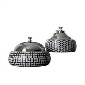 Ensemble de deux réchauds à fondue en résine, forme ronde, vaisselle design, casserole, vente chaude, décoratif, nouveau réchaud à nourriture en métal - Product Image 1