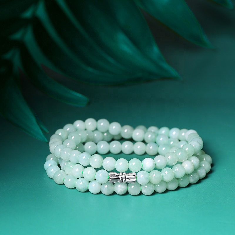 HMOIS Long Jewelry Hetial Jade Necklace Natural Stone Wholesale Prices Real Women Green Jade Necklaces