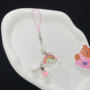 <b>Sweet</b> Girly Heart Transparent Wholesale Metal Bow Love Phone Chain Cute Versatile <b>Bag</b> Chain Small Pendant Keychains - Product Image 5